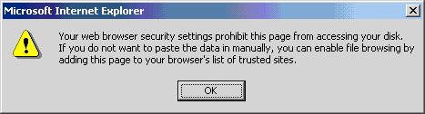 Your web browser security settings prohibit this page from accessing your disk.
If you not want to paste the data in manually, you can enable file browsing by
adding this page to your browser's list of trusted sites.